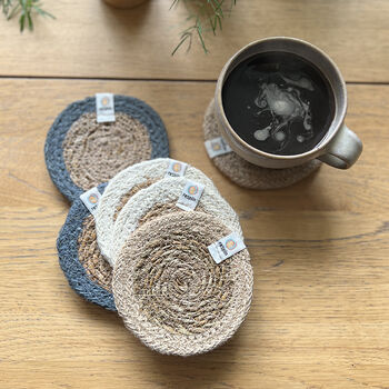 Respiin Set Of Six Seagrass And Jute Coasters Naturals, 3 of 10