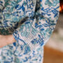 Turquoise And Royal Blue Floral Block Printed Robe, thumbnail 5 of 10