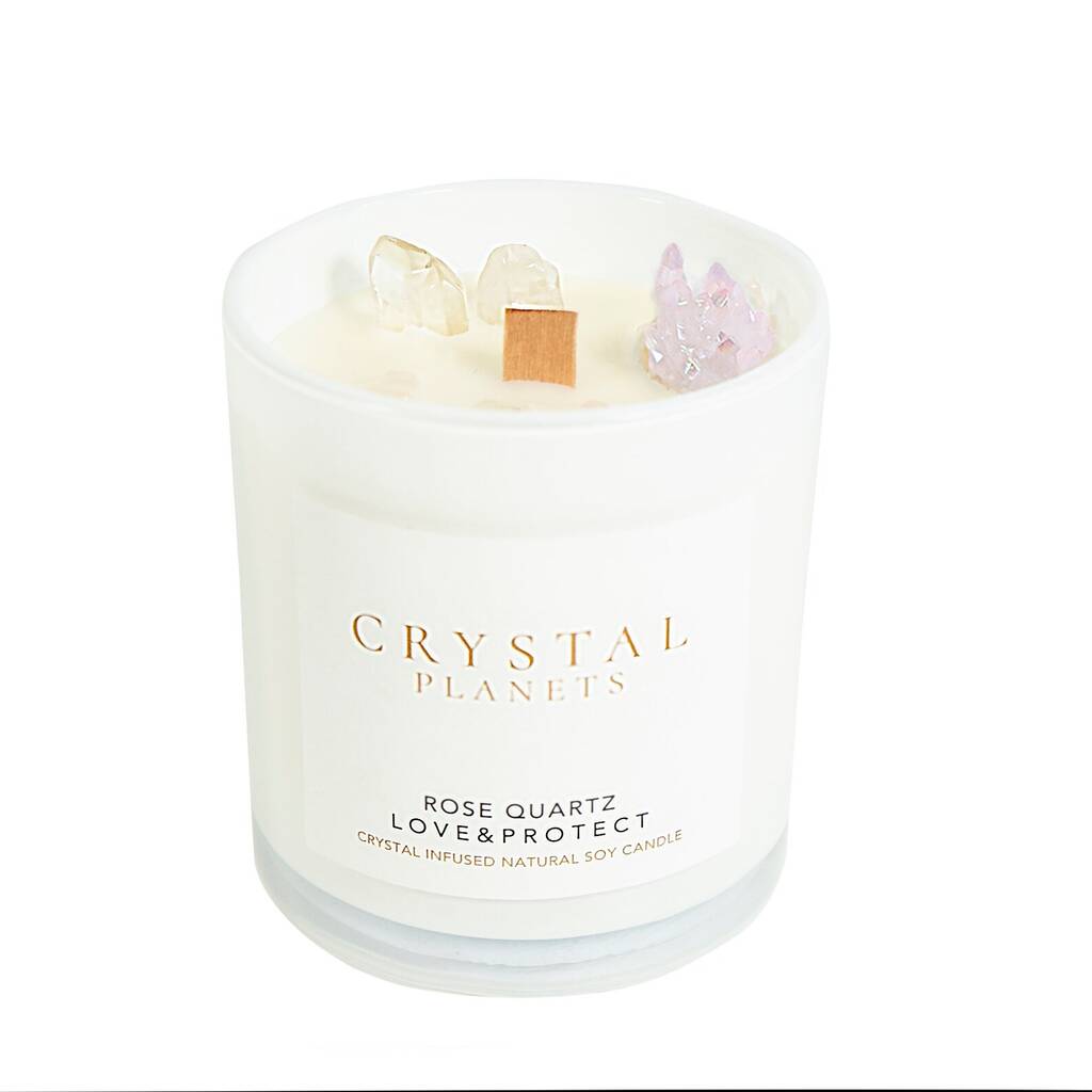 Rose Quartz Crystal Infused Candle By Crystal