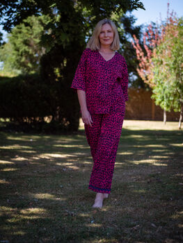 Indian Cotton Pink Panther Print Pyjama Set, 3 of 5
