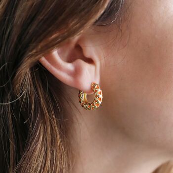Gold Plated Geometric Enamel Hoop Earrings, 5 of 12