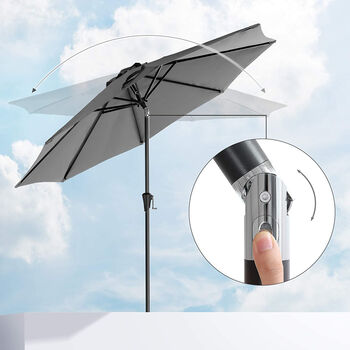 270 Cm Grey Garden Sunshade Parasol Umbrella, 4 of 8