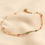 Rainbow Ball Chain Layered Bracelet In Gold Plating, thumbnail 3 of 3