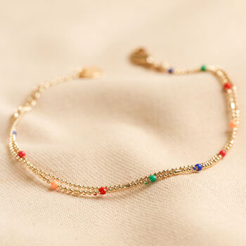 Rainbow Ball Chain Layered Bracelet In Gold Plating, 3 of 3