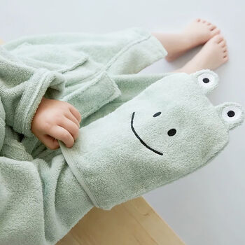 Personalised Baby Frog Hooded Cotton Towel, 9 of 11