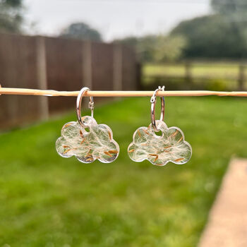 Resin Cloud Earrings With Dandelion Fluff, 2 of 4