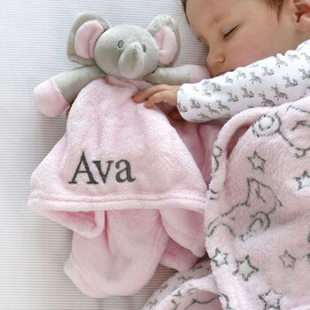 Personalised Pink Elephant Baby Comforter, 2 of 8