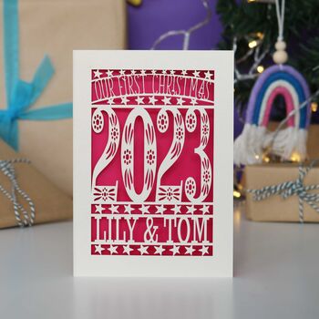 Our First Christmas 2023 Personalised Papercut Card, 9 of 11