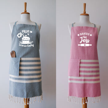 Personalised Soft Cotton Kitchen Apron And Tea Towel, 9 of 12