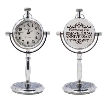 Personalised 20th Anniversary Silver Colour Desk Clock, 3 of 12