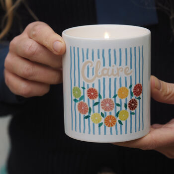 Personalised Citrus Garland Ceramic Jar Candle, 2 of 3
