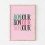 Bonjour French Hello Typography Wall Art Print, thumbnail 2 of 5