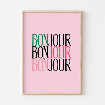 Bonjour French Hello Typography Wall Art Print, 2 of 5