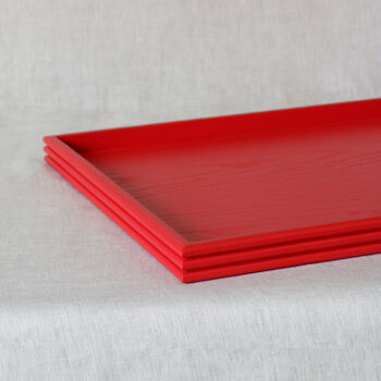 Handmade Lacquered Red Cherry Ottoman Tray, Housewarming Gift, 4 of 9