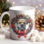 Personalised Border Terrier Christmas Wreath Dog Mug B, thumbnail 1 of 2