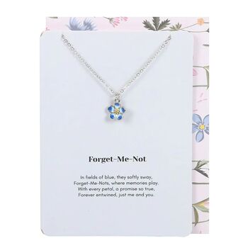 Forget Me Not Flower Enamel Necklace On Greeting Card | Mother's Day Gift, 2 of 4