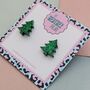 Christmas Tree Glitter Resin Studs Green, Gold, Silver And Green And Gold, thumbnail 4 of 12