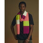 Ribbed Colour Block Wool And Cashmere Scarf Purple And Yellow Men, thumbnail 1 of 2