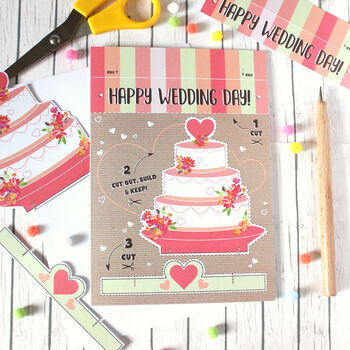 Wedding Cake Wedding Day Card, Cut Out And Keep, 2 of 6