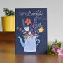 Floral Tea Pot Birthday Greeting Card, thumbnail 1 of 2