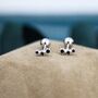 Small Black Cz Trio Screw Back Earrings Sterling Silver, thumbnail 1 of 9