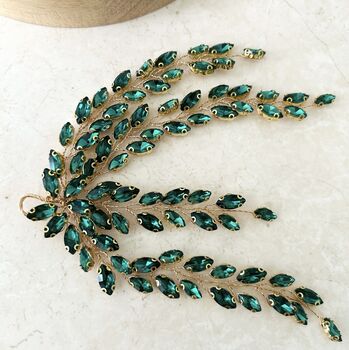 Emerald Crystal Leaf Headpiece, 4 of 5