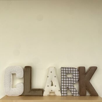 Handmade Woodland Fabric Name Letters For Baby’s Nursery, 8 of 11