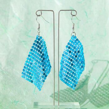 Blue Color Lightweight Mesh Drop Earrings, 2 of 10