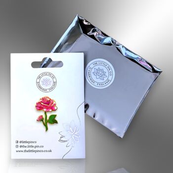 Large Pink Rose Hard Enamel Pin Brooch, 5 of 8