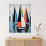 The Yacht Race Sail Boats At Sea Blue Wall Art Print, thumbnail 1 of 6