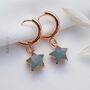 Aquamarine Star Hoop Earrings, thumbnail 4 of 10