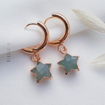 Aquamarine Star Hoop Earrings, 4 of 10