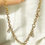 Stardust Five Diamond Dangle Gold Chain Link Necklace, thumbnail 1 of 6