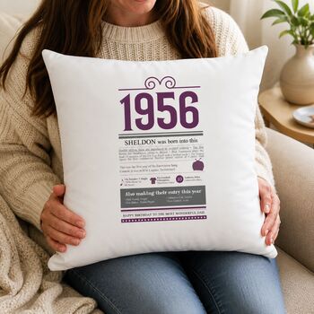 Personalised 70th Birthday Gift 1956 Cushion, 4 of 12