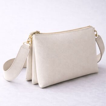 Personalised Custom Embossed Monogram Saffiano Leather Trio Cross Body Bag, 8 of 8