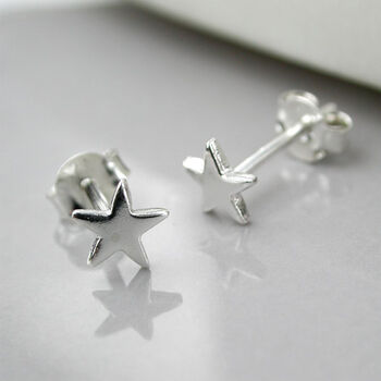 Tiny Sterling Silver Star Stud Earrings, 2 of 2