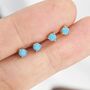 Sterling Silver Tiny Turquoise Cz Stud Earrings, thumbnail 2 of 12