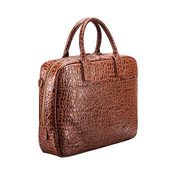 Luxury Leather Soft Briefcase 'Calvino Croco', 6 of 10