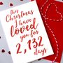 Personalised Christmas Days Of Love Calligraphy Card, thumbnail 1 of 3