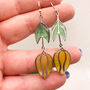 Yellow Flower Statement Drop Earrings For Her, thumbnail 9 of 11