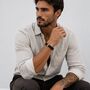 Men’s Adjustable Black Double Leather And Bead Bracelet – 12mm Woven Design With Silver Stainless Steel Clasp, thumbnail 2 of 7