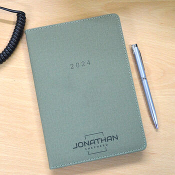 2024 Personalised Vegan A5 Diary Emerald And Grey, 3 of 7