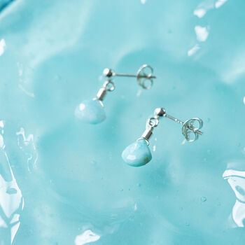 Larimar Drop Stud Earrings Second Light Collection, 3 of 4