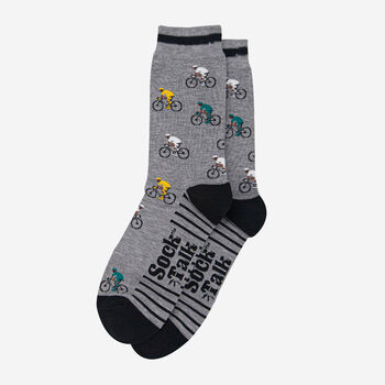 Men's Cycling Road Race Bamboo Socks Grey, 2 of 4