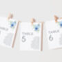 Wedding Seating Plan Cards Blue Floral, thumbnail 1 of 6