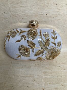 Off White Silk Oval Clutch Bag, 6 of 10