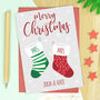 Mrs And Mrs Stocking Christmas Card, thumbnail 1 of 2