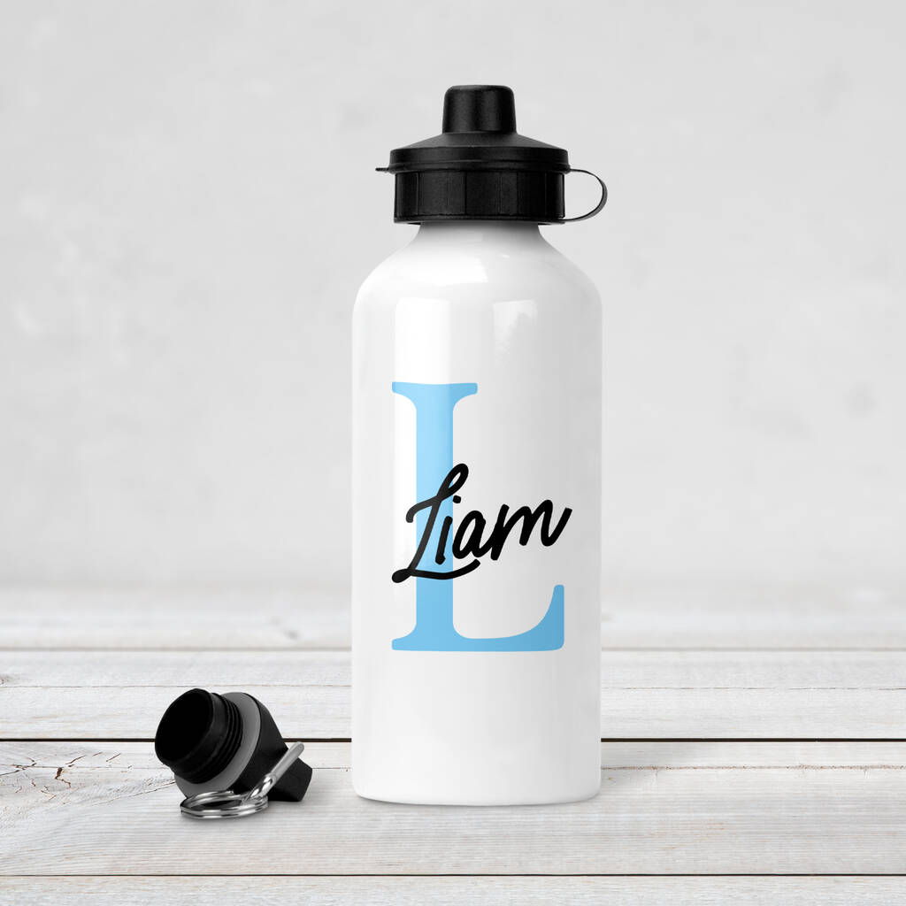 Personalised Blue Name Water Bottle By Arrow Gift Co