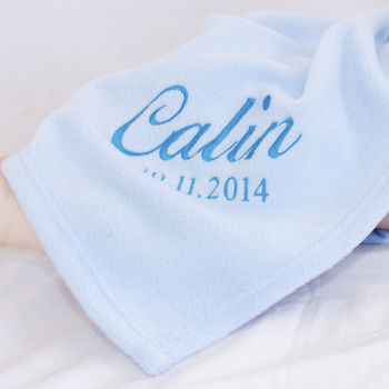 Personalised Baby's Blanket In Blue, 3 of 6