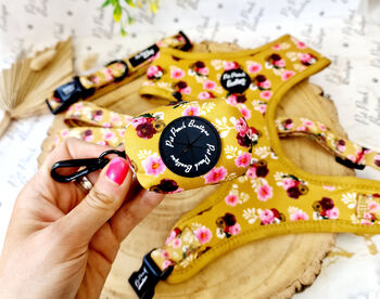 Vintage Yellow Buttercup Peonies Dog Collar, 7 of 9